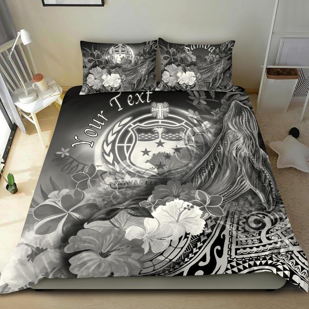 Custom Personalised Samoa Bedding Set- Humpback Whale with Tropical Flowers (White) White - Polynesian Pride