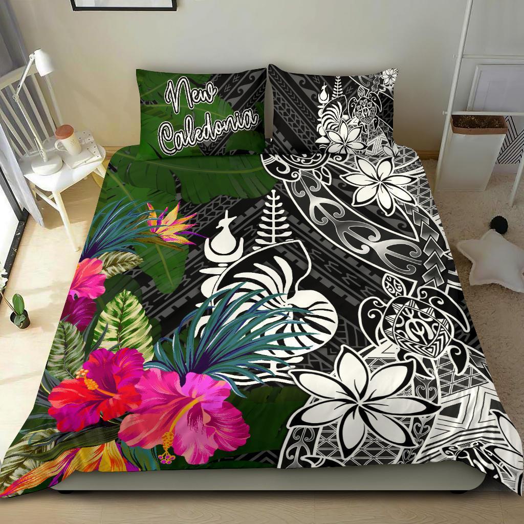 New Caledonia Bedding Set - Turtle Plumeria Banana Leaf Crest Black - Polynesian Pride