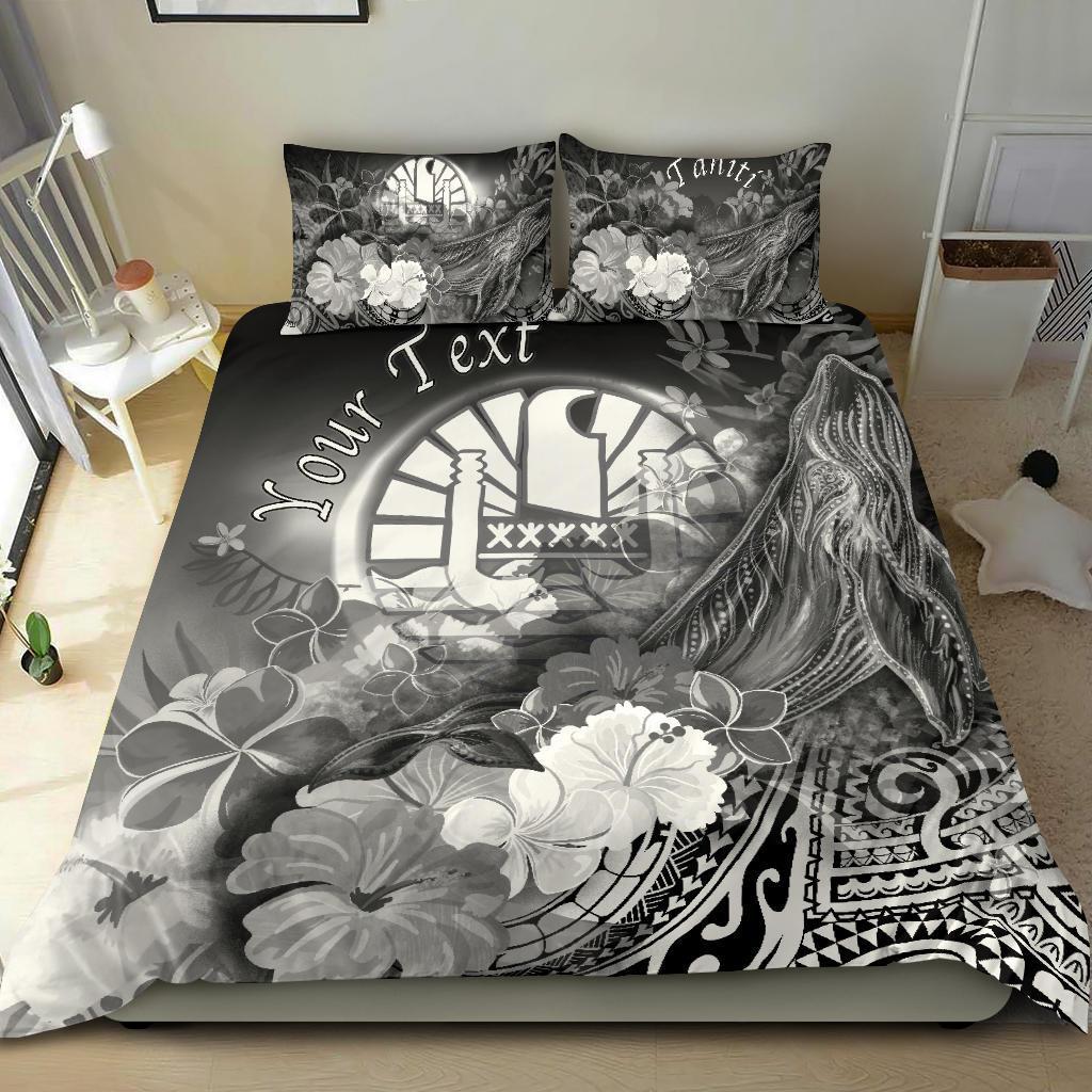 Tahiti Custom Personalised Bedding Set - Humpback Whale with Tropical Flowers (White) White - Polynesian Pride