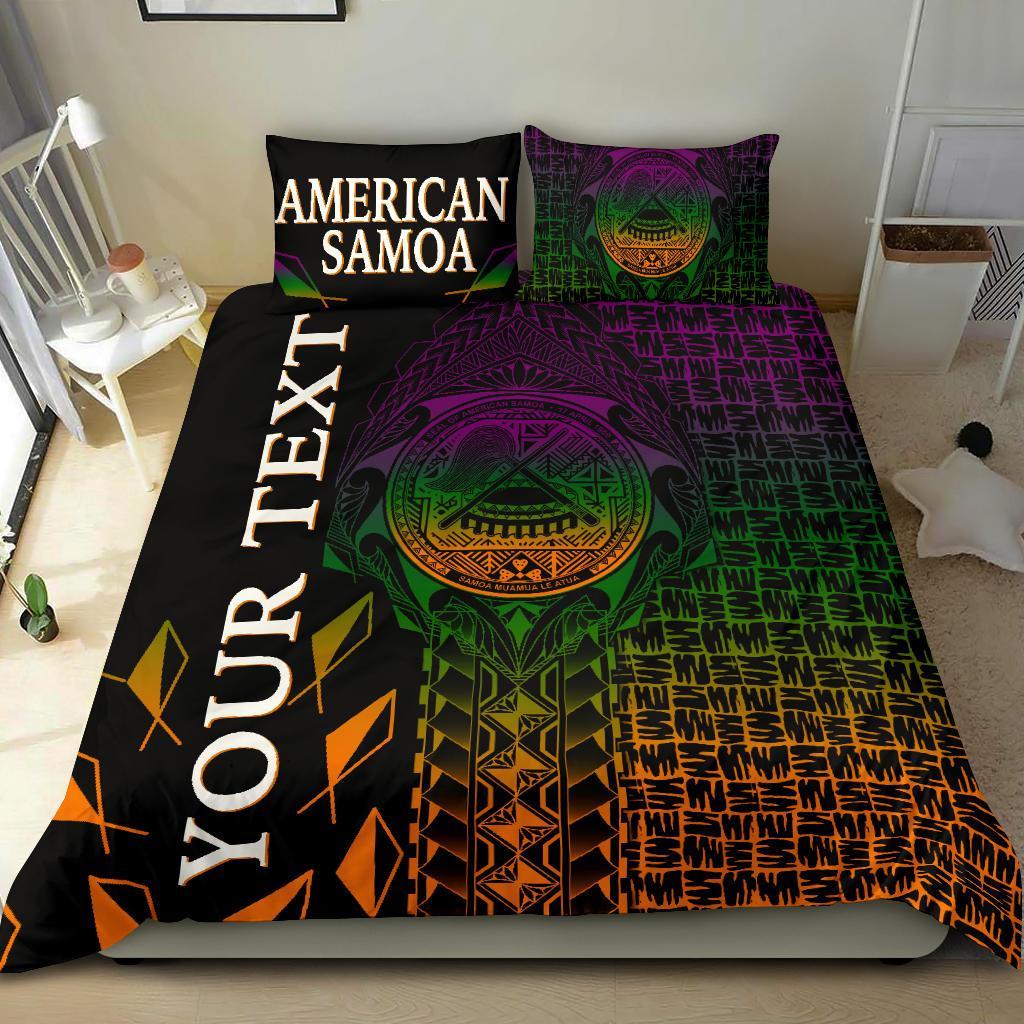 American Samoa Custom Personalised Bedding Set - AS Seal Rocket Style Black - Polynesian Pride