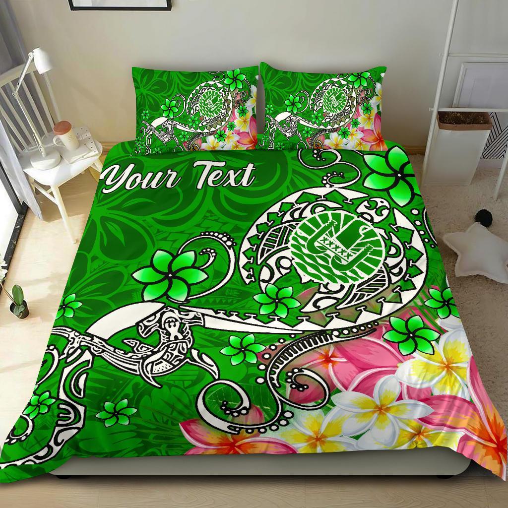 Tahiti Custom Personalised Bedding Set - Turtle Plumeria (Green) - Polynesian Pride