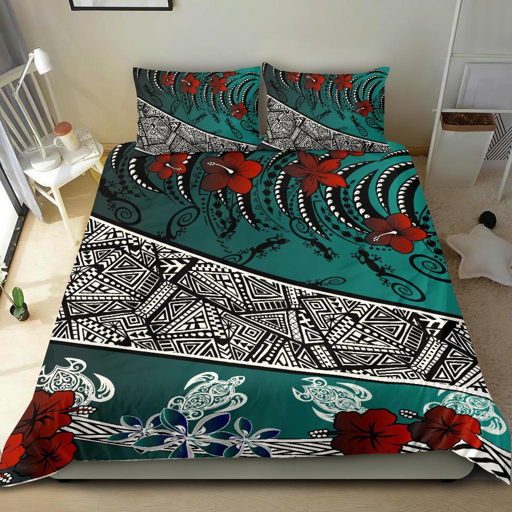 Polynesian Bedding Set - Lizard And Turtle Green - Polynesian Pride