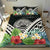 American Samoa Bedding Set - American Samoa Coat of Arms & Polynesian Tropical Flowers White - Polynesian Pride