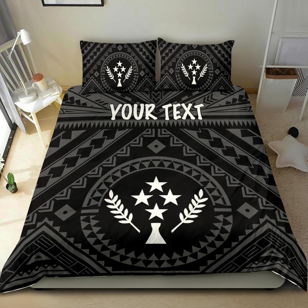 Kosrae Personalised Bedding Set - Kosrae Flag In Polynesian Tattoo Style (Black) Black - Polynesian Pride