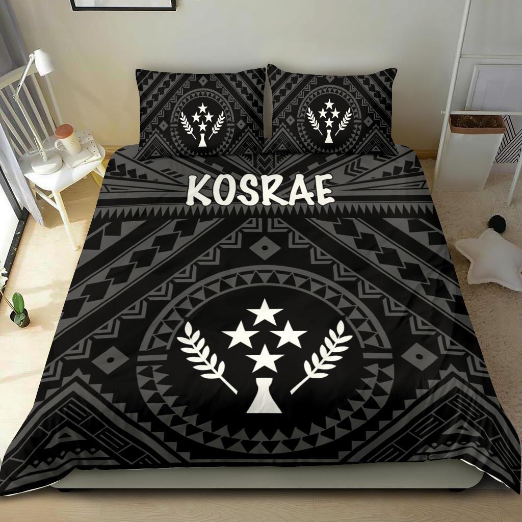 Kosrae Bedding Set - Kosrae Flag In Polynesian Tattoo Style (Black) Black - Polynesian Pride