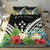 Kosrae Bedding Set - Kosrae Coat of Arms & Polynesian Tropical Flowers White - Polynesian Pride