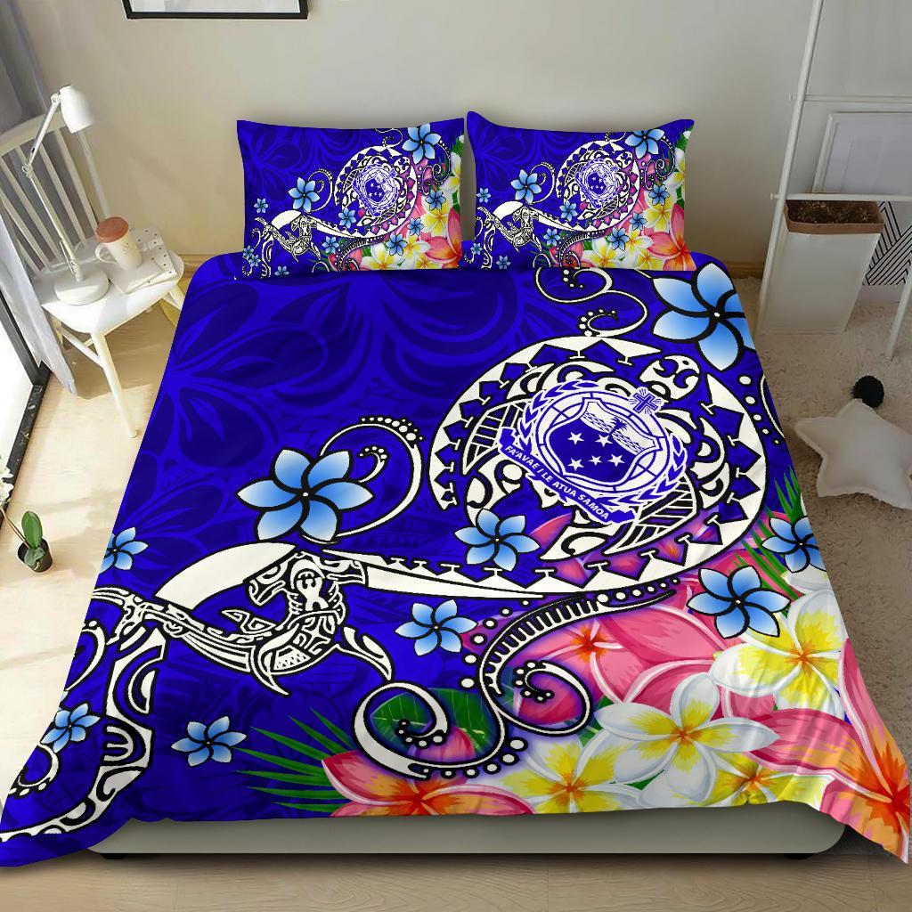 Samoa Bedding Set - Turtle Plumeria (Blue) Blue - Polynesian Pride