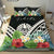 Tahiti Bedding Set - Tahiti Coat of Arms & Polynesian Tropical Flowers White - Polynesian Pride