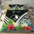 Yap Bedding Set - Yap Coat of Arms & Polynesian Tropical Flowers White - Polynesian Pride