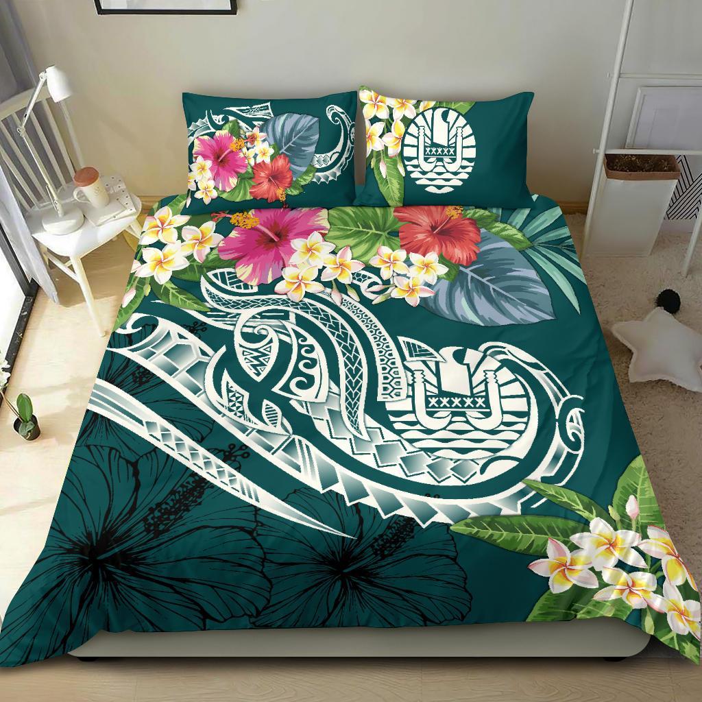 Tahiti Polynesian Bedding Set - Summer Plumeria (Turquoise) Turquoise - Polynesian Pride