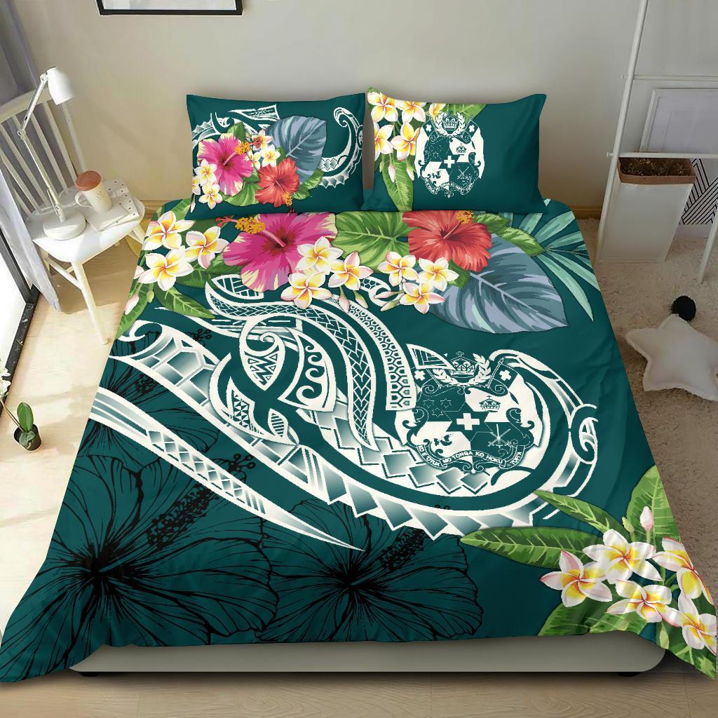 Tonga Polynesian Bedding Set - Summer Plumeria (Turquoise) Turquoise - Polynesian Pride