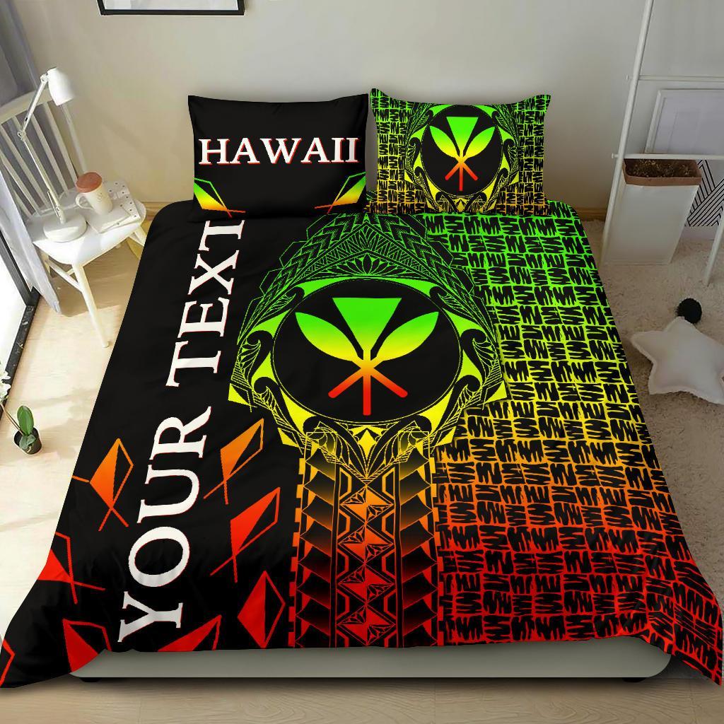 Hawaii Custom Personalised Bedding Set - Kanaka Maoli Rocket Style (Reggae) - Polynesian Pride