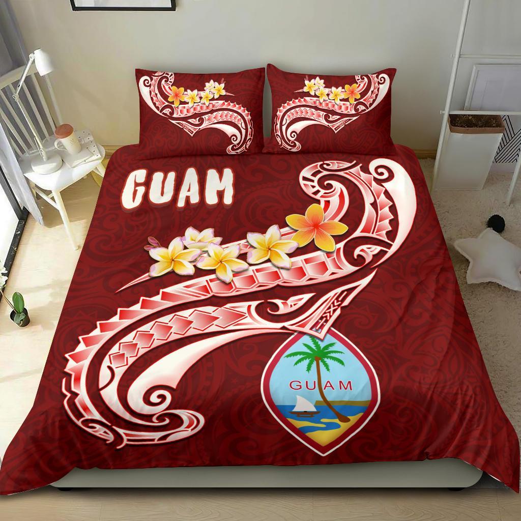 Guam Bedding Set - Guam Seal Polynesian Patterns Plumeria (Red) Red - Polynesian Pride