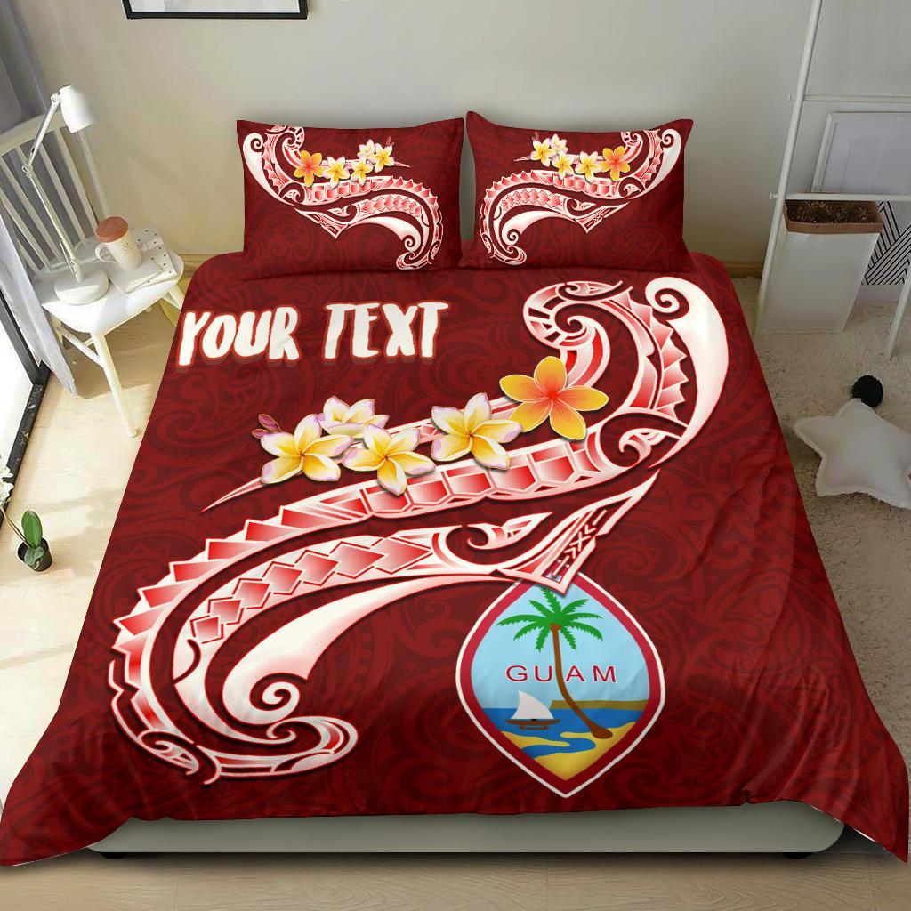 Guam Personalised Bedding Set - Guam Seal Polynesian Patterns Plumeria (Red) Red - Polynesian Pride