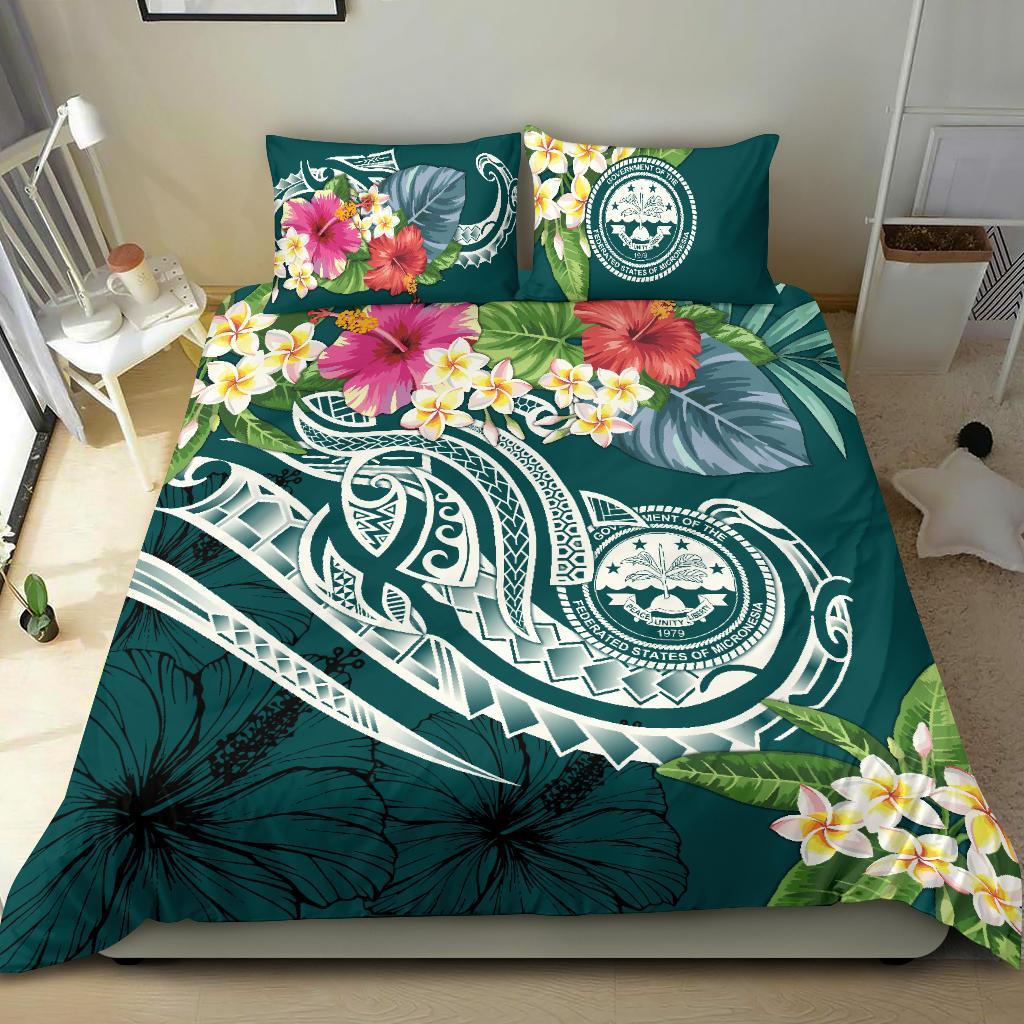 FSM Polynesian Bedding Set - Summer Plumeria (Turquoise) - Polynesian Pride