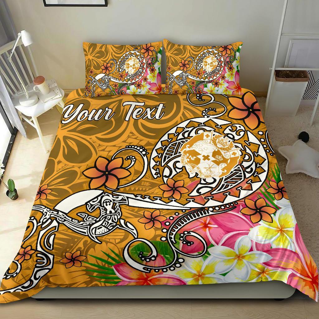 Tonga Custom Personalised Bedding Set - Turtle Plumeria (Gold) Gold - Polynesian Pride