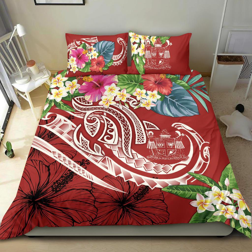Fiji Polynesian Bedding Set - Summer Plumeria (Red) Red - Polynesian Pride