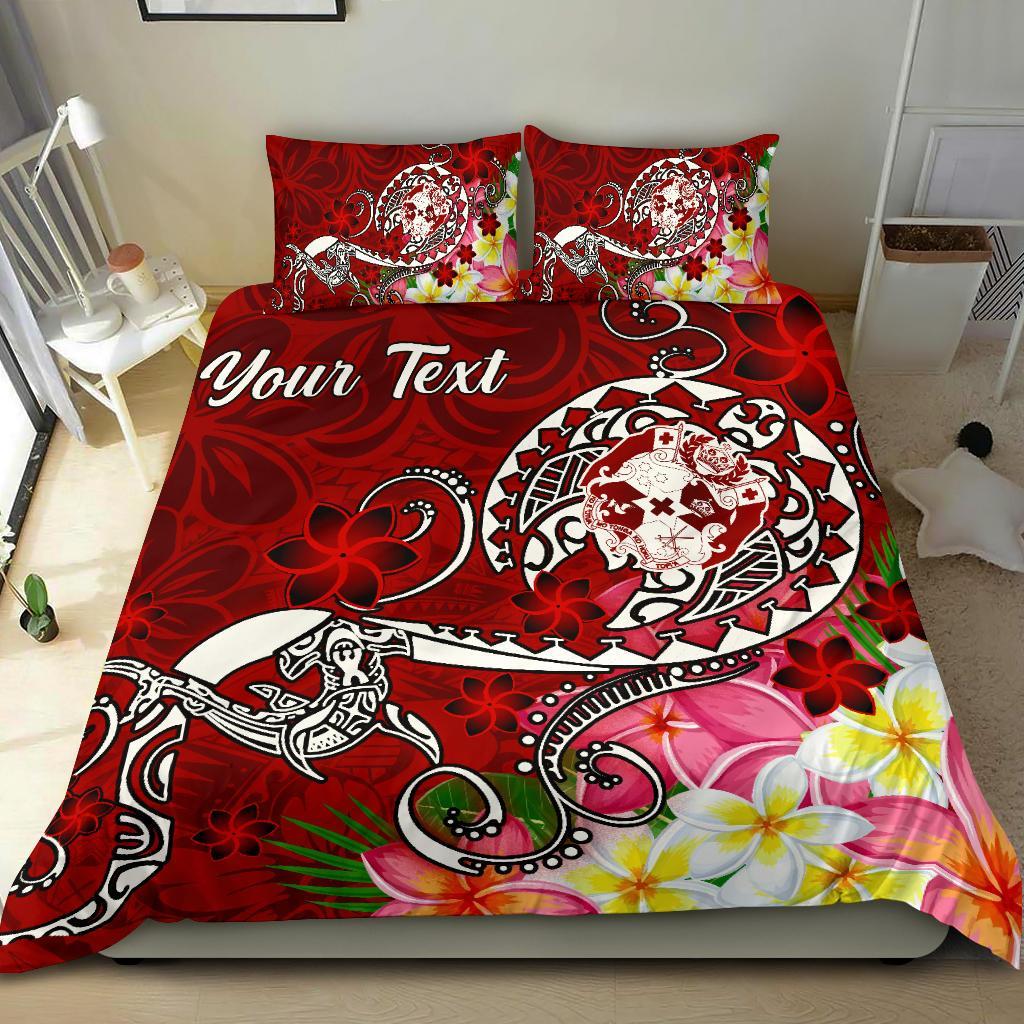 Tonga Custom Personalised Bedding Set - Turtle Plumeria (Red) Red - Polynesian Pride