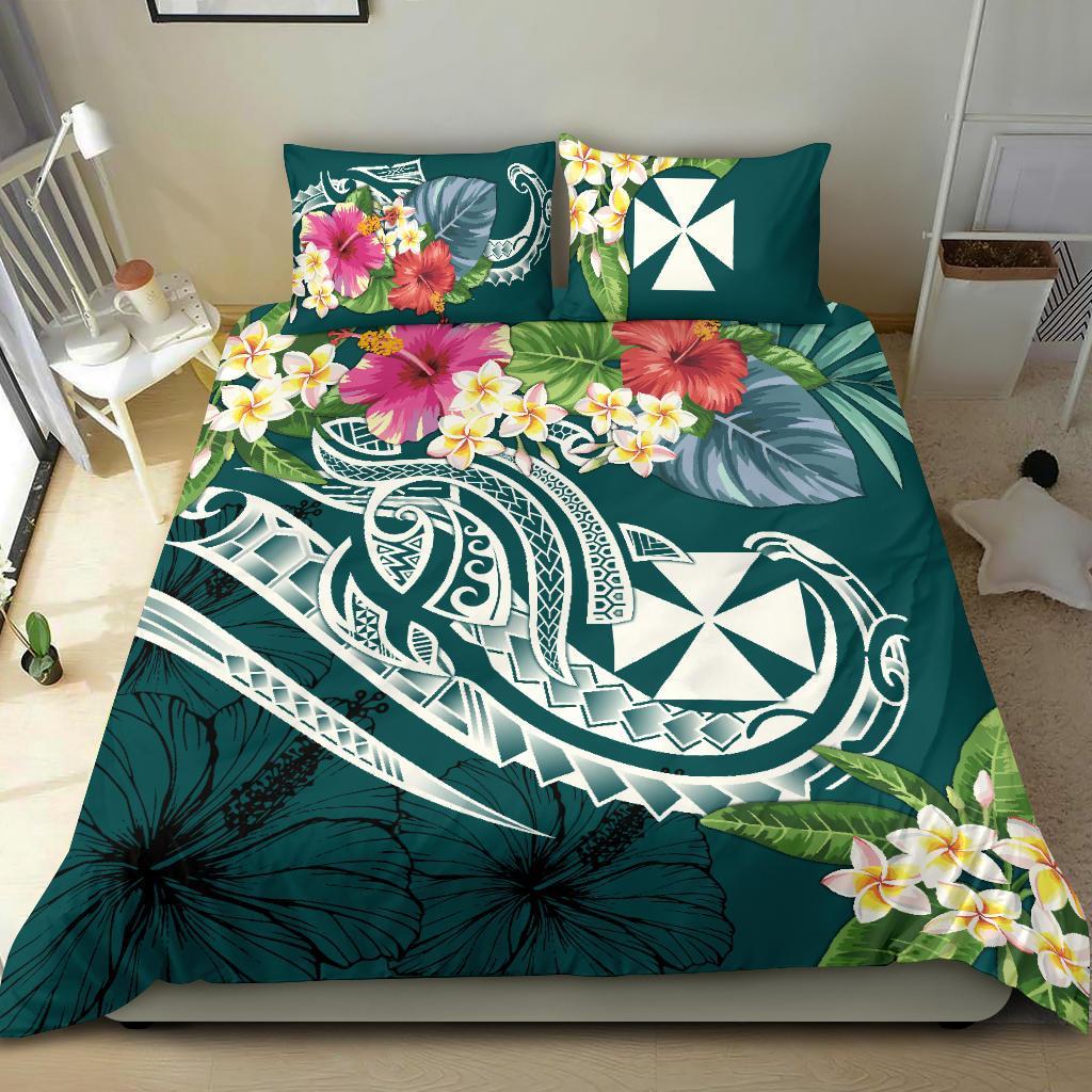 Wallis and Futuna Polynesian Bedding Set - Summer Plumeria (Turquoise) Turquoise - Polynesian Pride