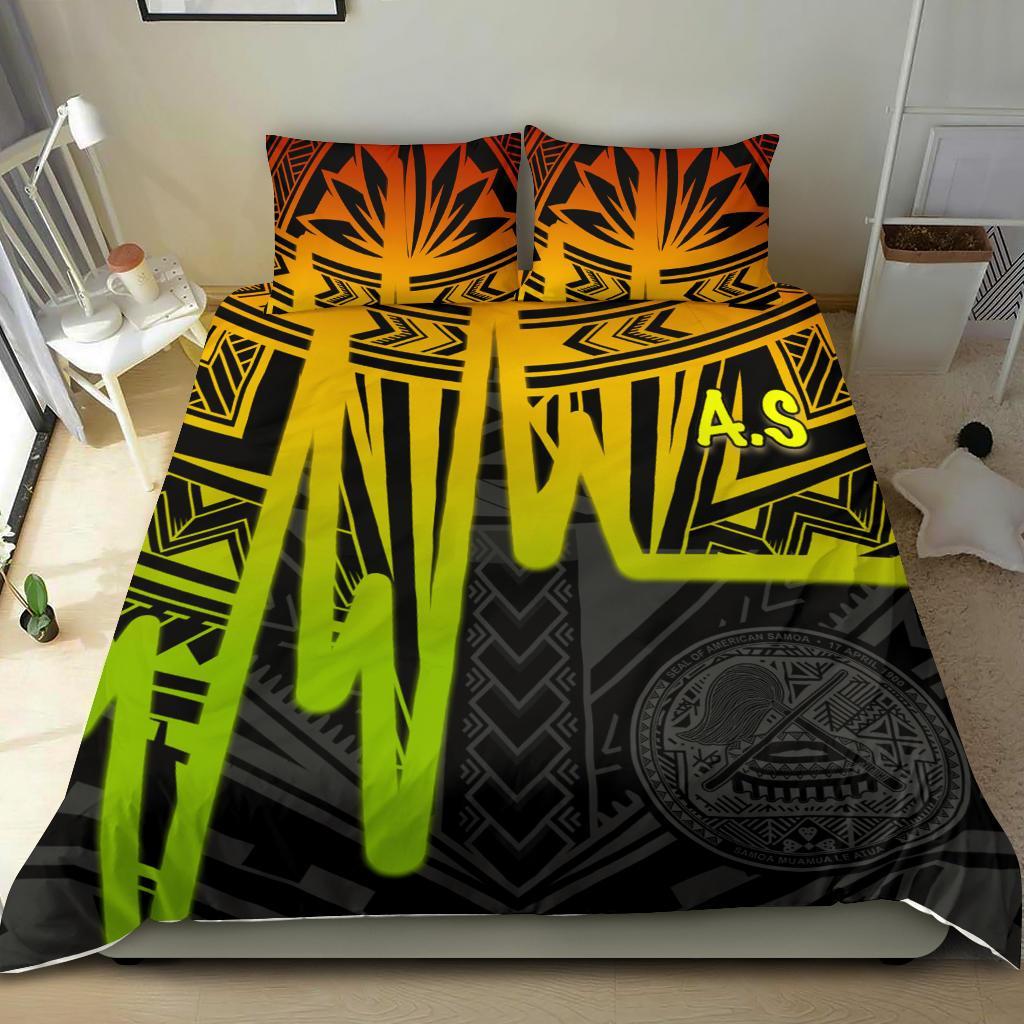 American Samoa Bedding Set - Seal With Polynesian Pattern Heartbeat Style (Reggae) Reggae - Polynesian Pride