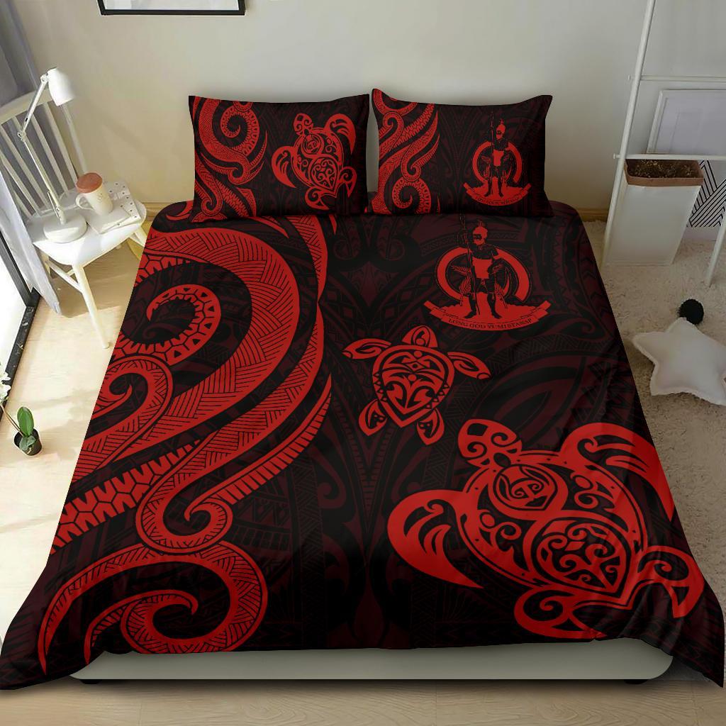 Vanuatu Bedding Set - Red Tentacle Turtle Red - Polynesian Pride