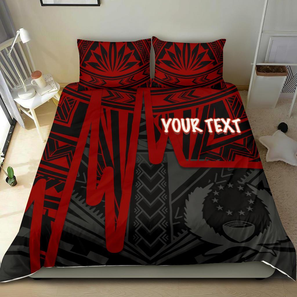Pohnpei Personalised Bedding Set - Pohnpei Seal In Heartbeat Patterns Style (Red) Red - Polynesian Pride