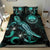 Federated States of Micronesia Polynesian Bedding Set - Turtle With Blooming Hibiscus Turquoise - Polynesian Pride