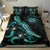 Hawaii Polynesian Bedding Set - Turtle With Blooming Hibiscus Turquoise - Polynesian Pride