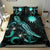 Nauru Polynesian Bedding Set - Turtle With Blooming Hibiscus Turquoise - Polynesian Pride