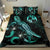 Tonga Polynesian Bedding Set - Turtle With Blooming Hibiscus Turquoise - Polynesian Pride