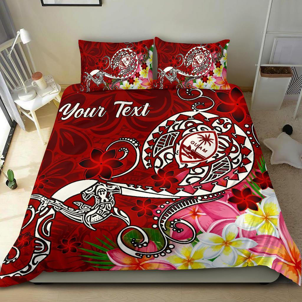 Guam Custom Personalised Bedding Set - Turtle Plumeria (Red) Red - Polynesian Pride