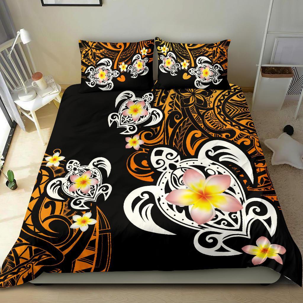 Hawaii Turtle Plumeria Polynesian Bedding Set - Hete Style BLACK - Polynesian Pride