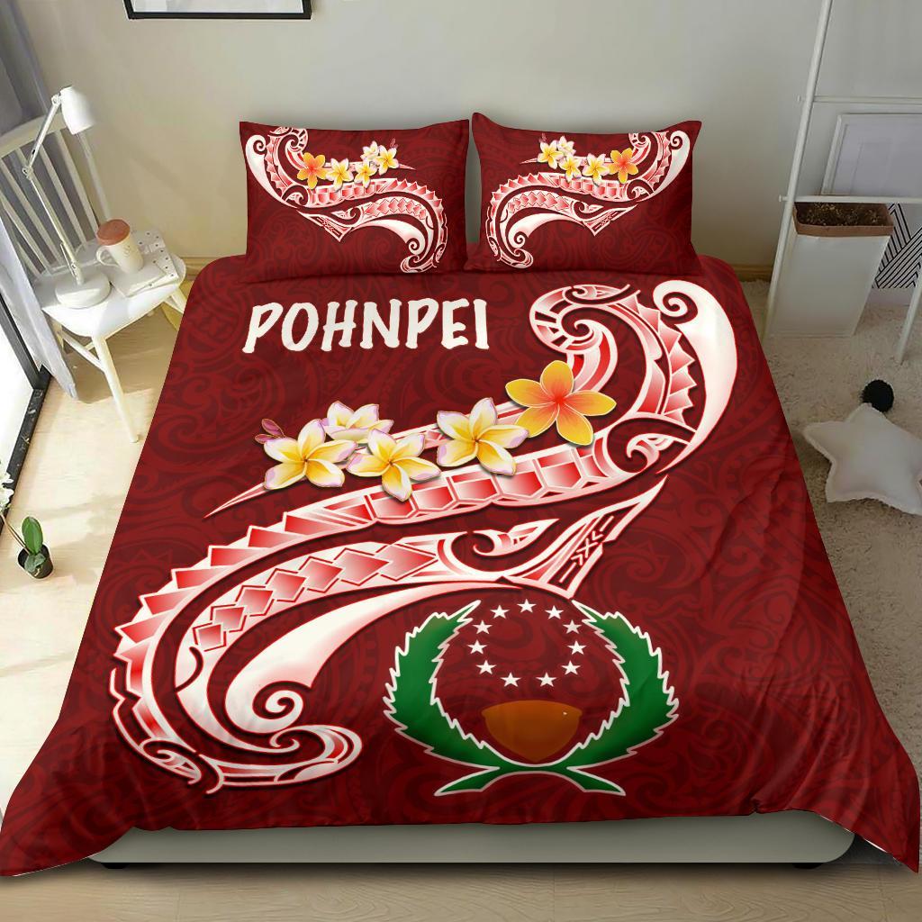 Pohnpei Bedding Set - Pohnpei Seal Polynesian Patterns Plumeria Red - Polynesian Pride