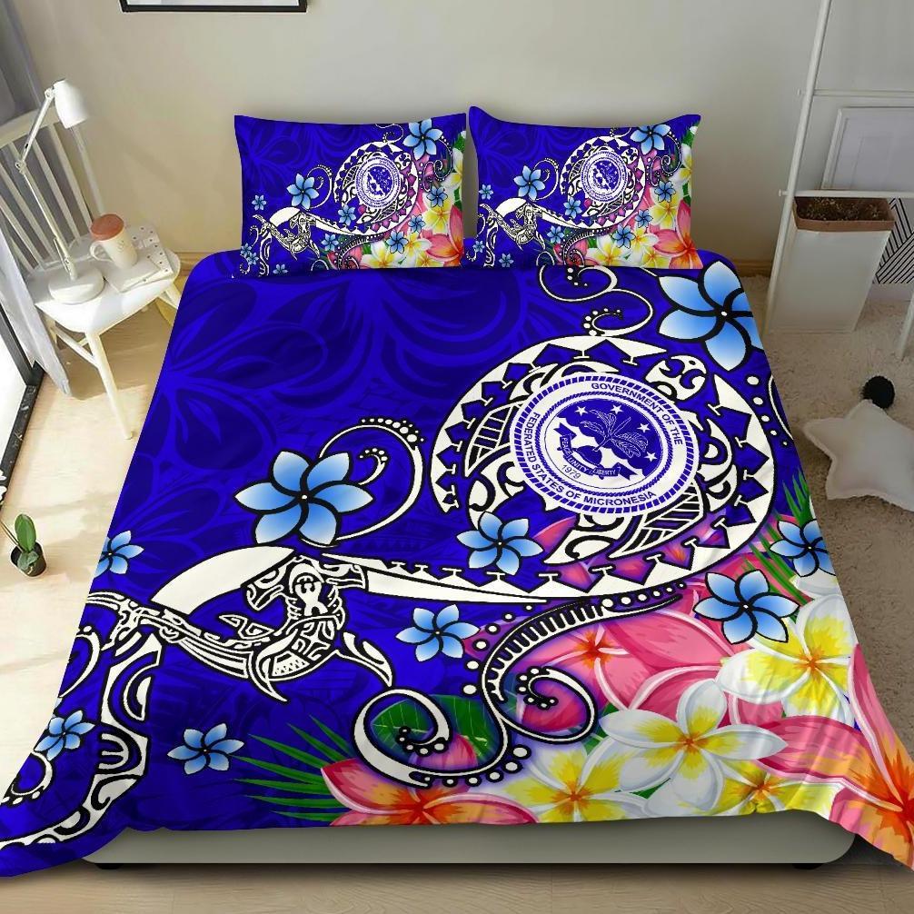 FSM Bedding Set - Turtle Plumeria (Blue) Blue - Polynesian Pride