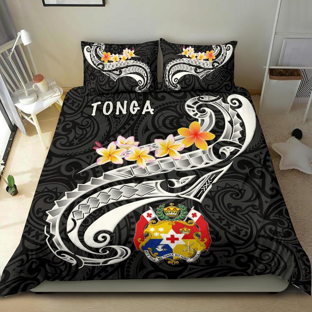 Tonga Bedding Set - Tonga Seal Polynesian Patterns Plumeria (Black) Black - Polynesian Pride