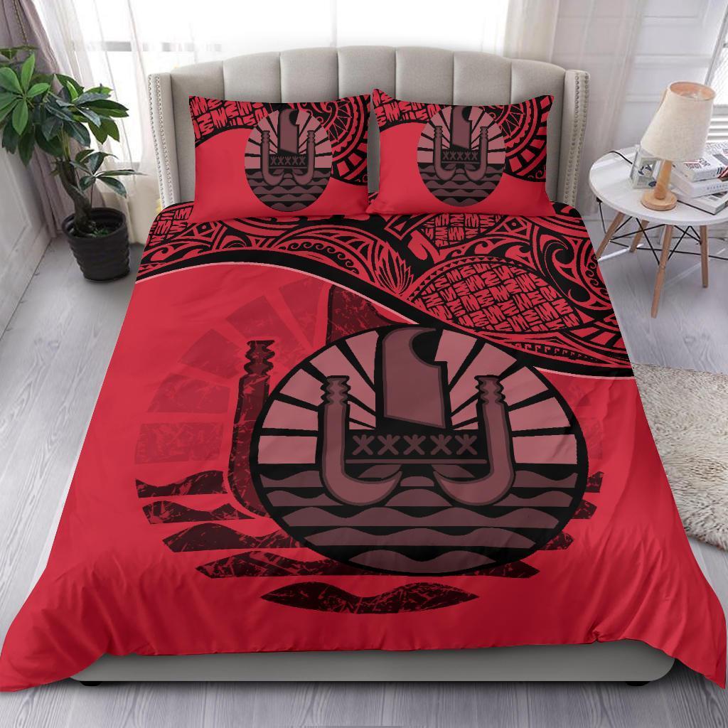 Tahiti Duvet Cover Set - Tahiti Flag Pink - Polynesian Pride