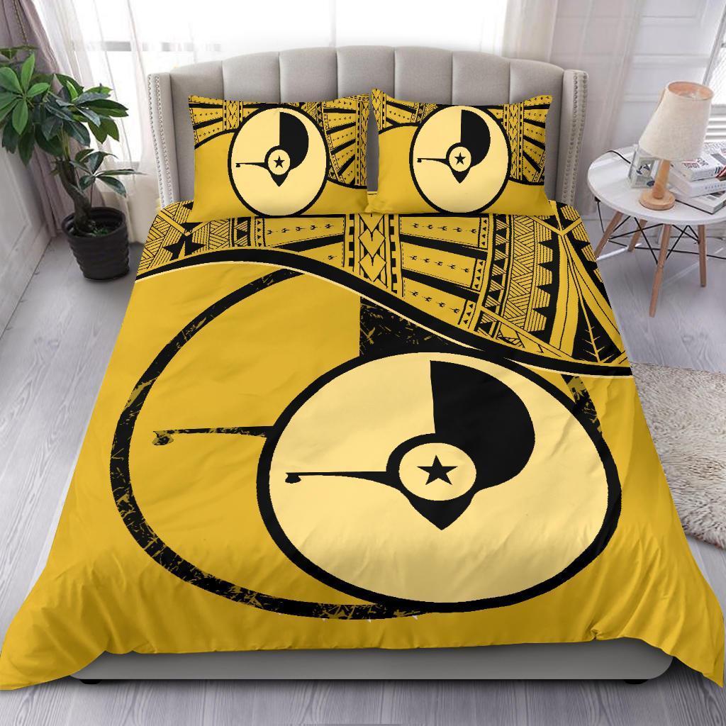 Yap Duvet Cover Set - Yap Flag Tattoo Yellow - Polynesian Pride