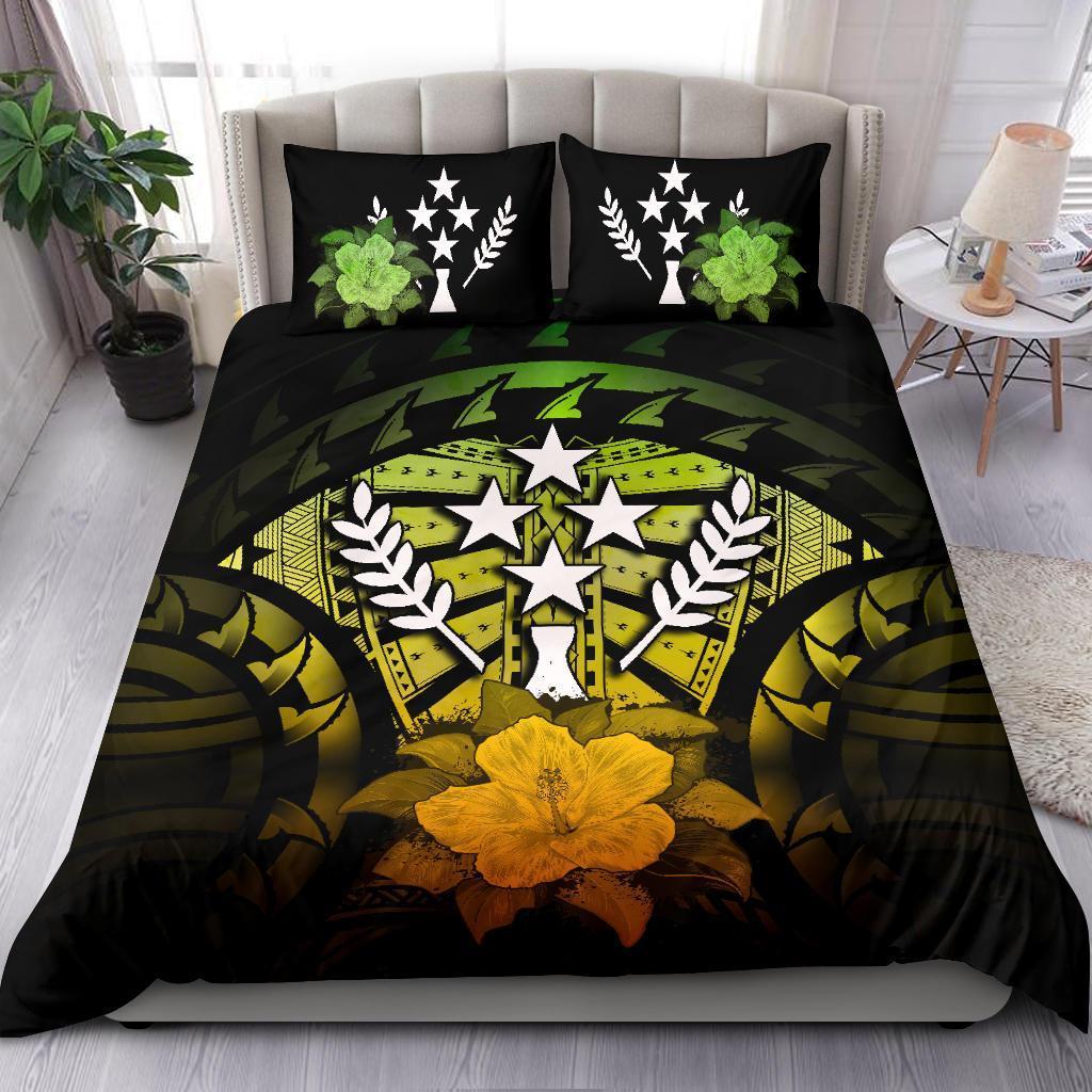 Kosrae Duvet Cover Set - Kosrae Flag & Reggae Hibiscus - Polynesian Pride