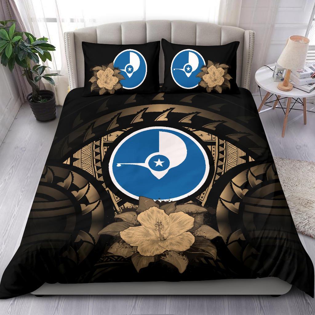 Yap Duvet Cover Set - Yap Flag & Reggae Hibiscus - Polynesian Pride