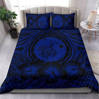 Hawaiian Map Honu Hibiscus Tropic Blue Polynesian Bedding Set - Polynesian Pride