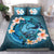 Polynesian Duvet Cover Set - Wallis And Futuna Bedding Set Blue Plumeria Animal Tattoo - Polynesian Pride