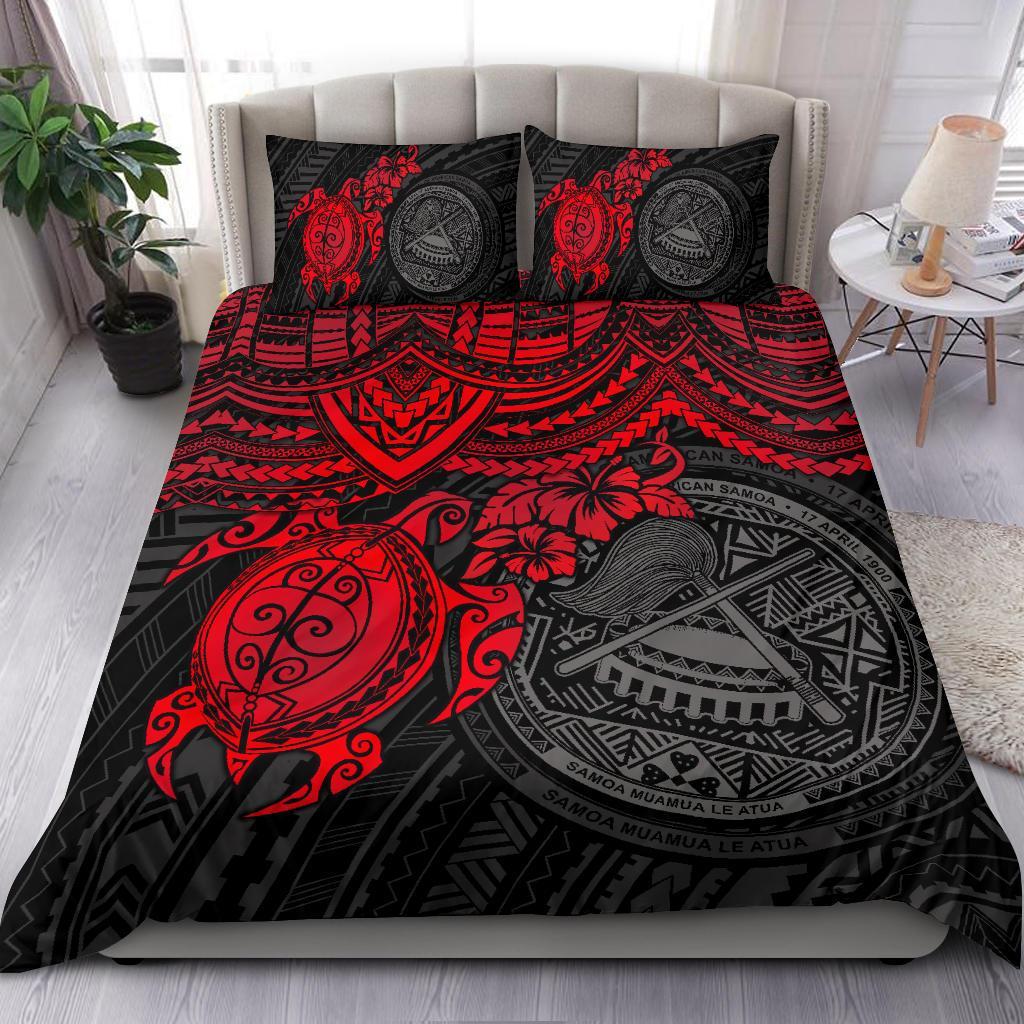 American Samoa Polynesian Duvet Cover Set - Red Turtle RED - Polynesian Pride