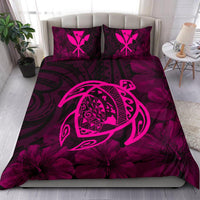 Hawaiian Map Turtle Kanaka Hibiscus Polynesian Bedding Set - Pink - Polynesian Pride