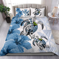 Polynesian Duvet Cover Set - Hawaii Bedding Set Polynesia Turtle Hibiscus Blue - Polynesian Pride