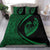 Hawaiian Surfing Waves Fish Hook Polynesian Bedding Set - Circle Style Green - Polynesian Pride