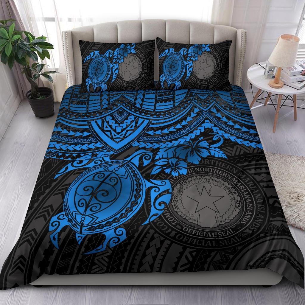 Northern Mariana Islands Polynesian Duvet Cover Set - Blue Turtle BLUE - Polynesian Pride
