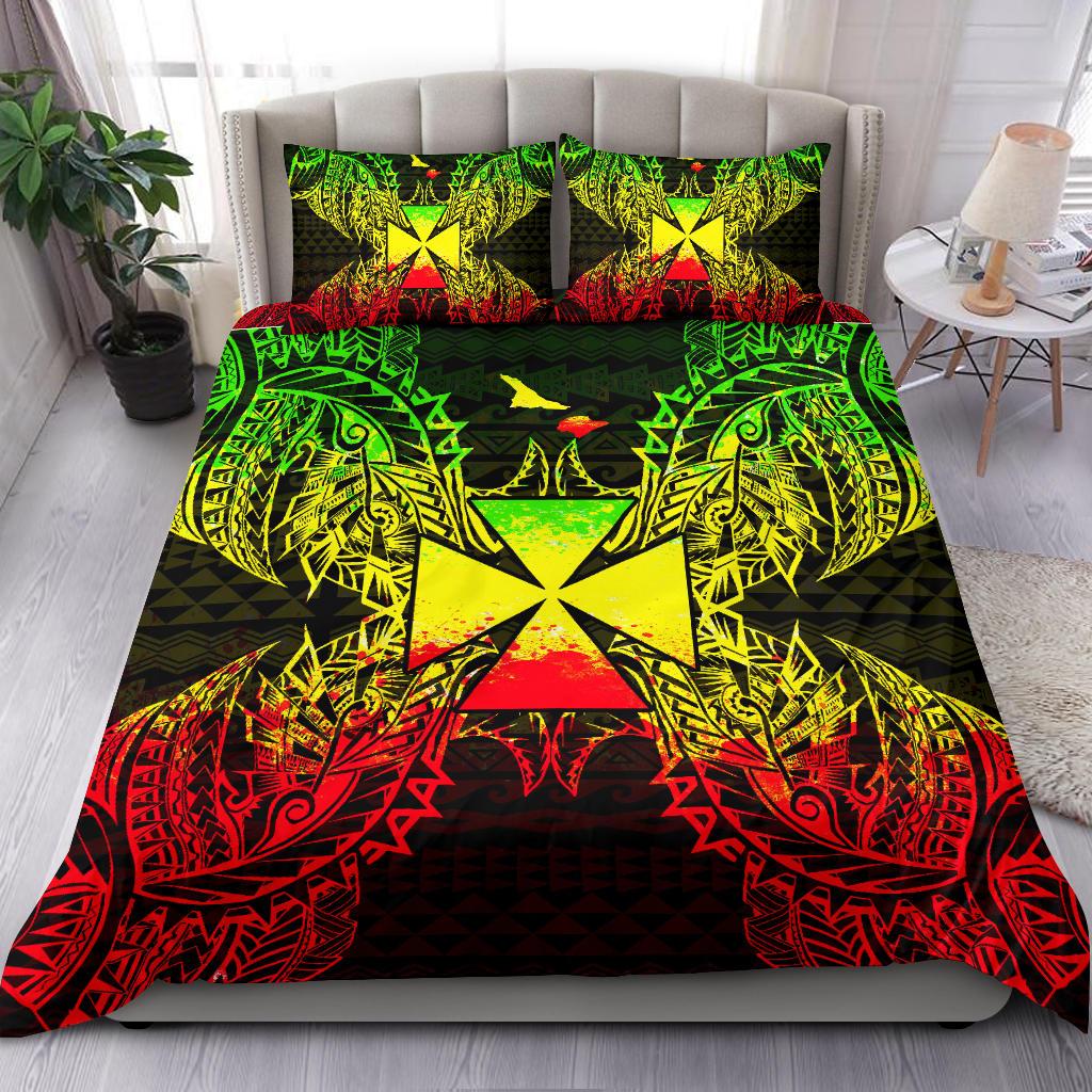 Polynesian Bedding Set - Wallis And Futuna Duvet Cover Set Map Reggae Art - Polynesian Pride