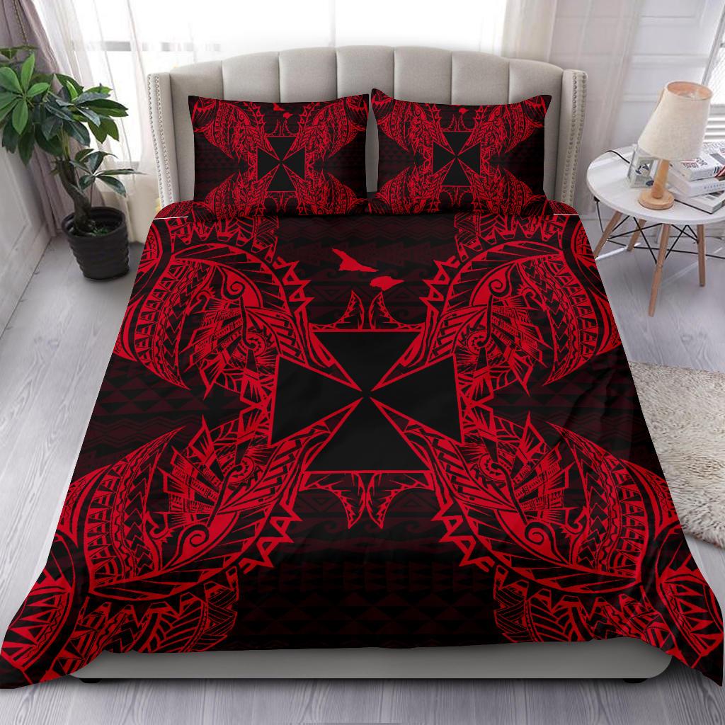 Polynesian Bedding Set - Wallis And Futuna Duvet Cover Set Map Red Red - Polynesian Pride