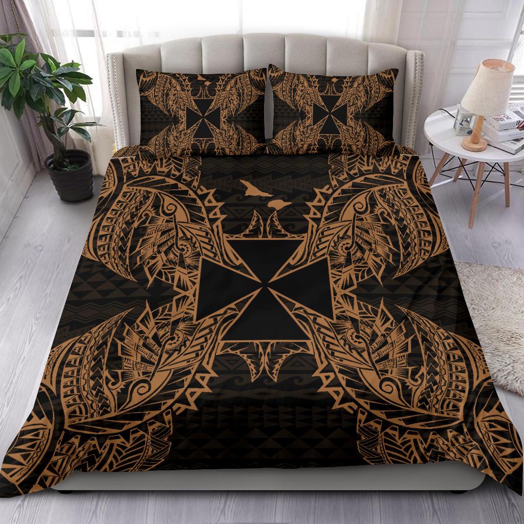 Polynesian Bedding Set - Wallis And Futuna Duvet Cover Set Map Gold Gold - Polynesian Pride