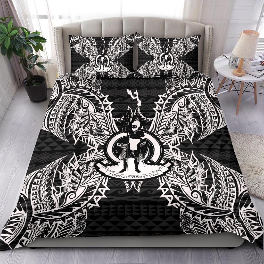 Polynesian Bedding Set - Vanuatu Duvet Cover Set Map Black Black - Polynesian Pride